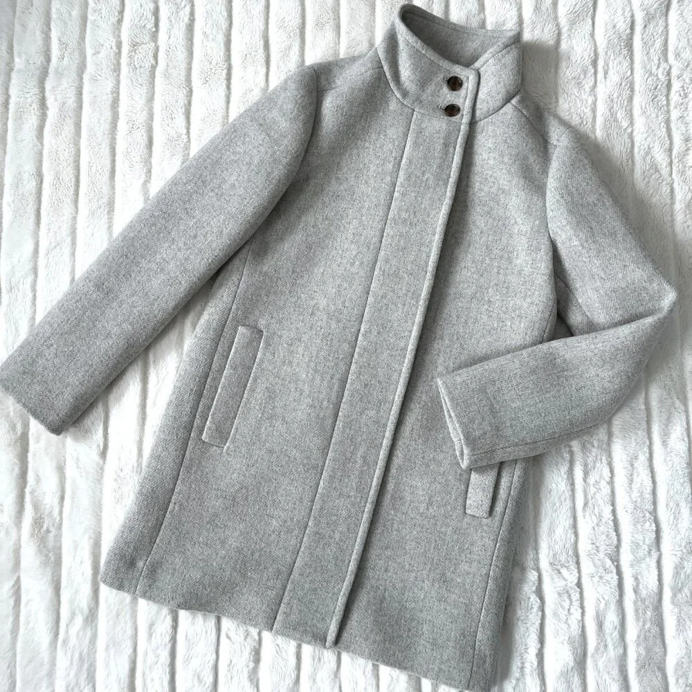 NWT J. Crew Wool-Blend City Coat Peacoat (Gray) 0
